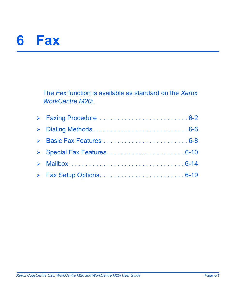 6 fax, 6 fax -1 | Xerox COPYCENTRE M20I User Manual | Page 97 / 215