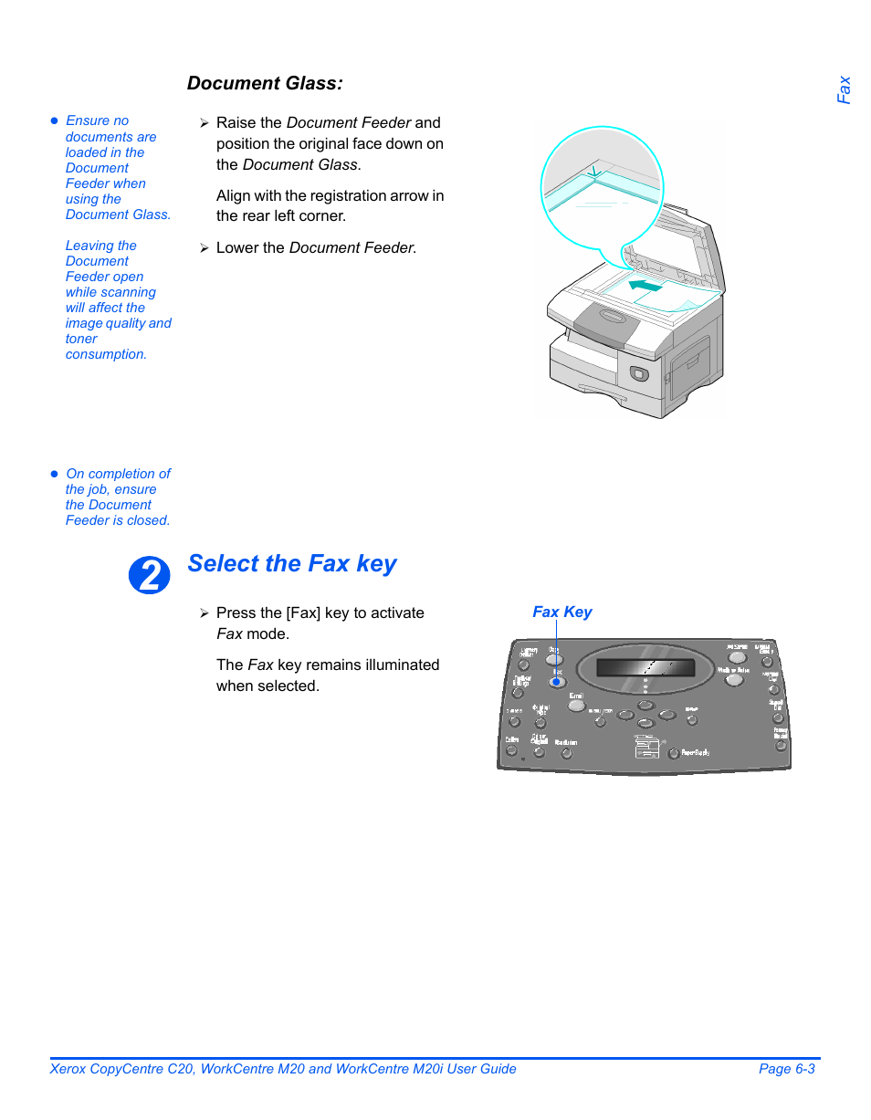 Select the fax key | Xerox COPYCENTRE M20I User Manual | Page 99 / 215