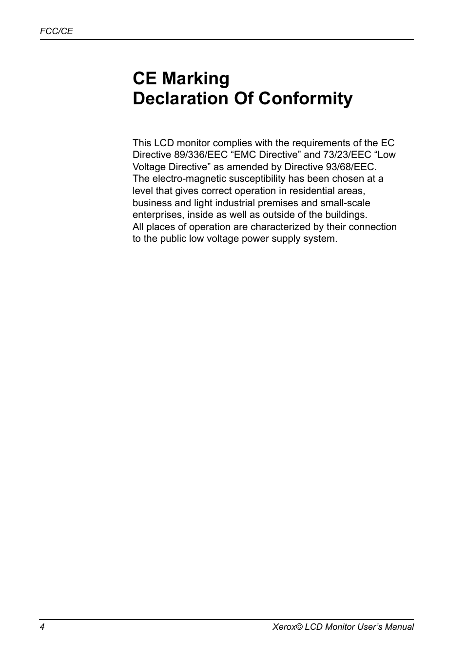 Ce marking declaration of conformity | Xerox XR6 Series User Manual | Page 5 / 29