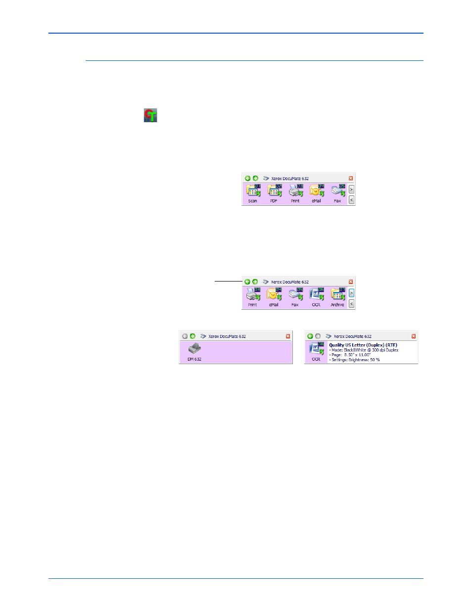 Using the one touch button panel | Xerox DocuMate 632 User Manual | Page 32 / 133