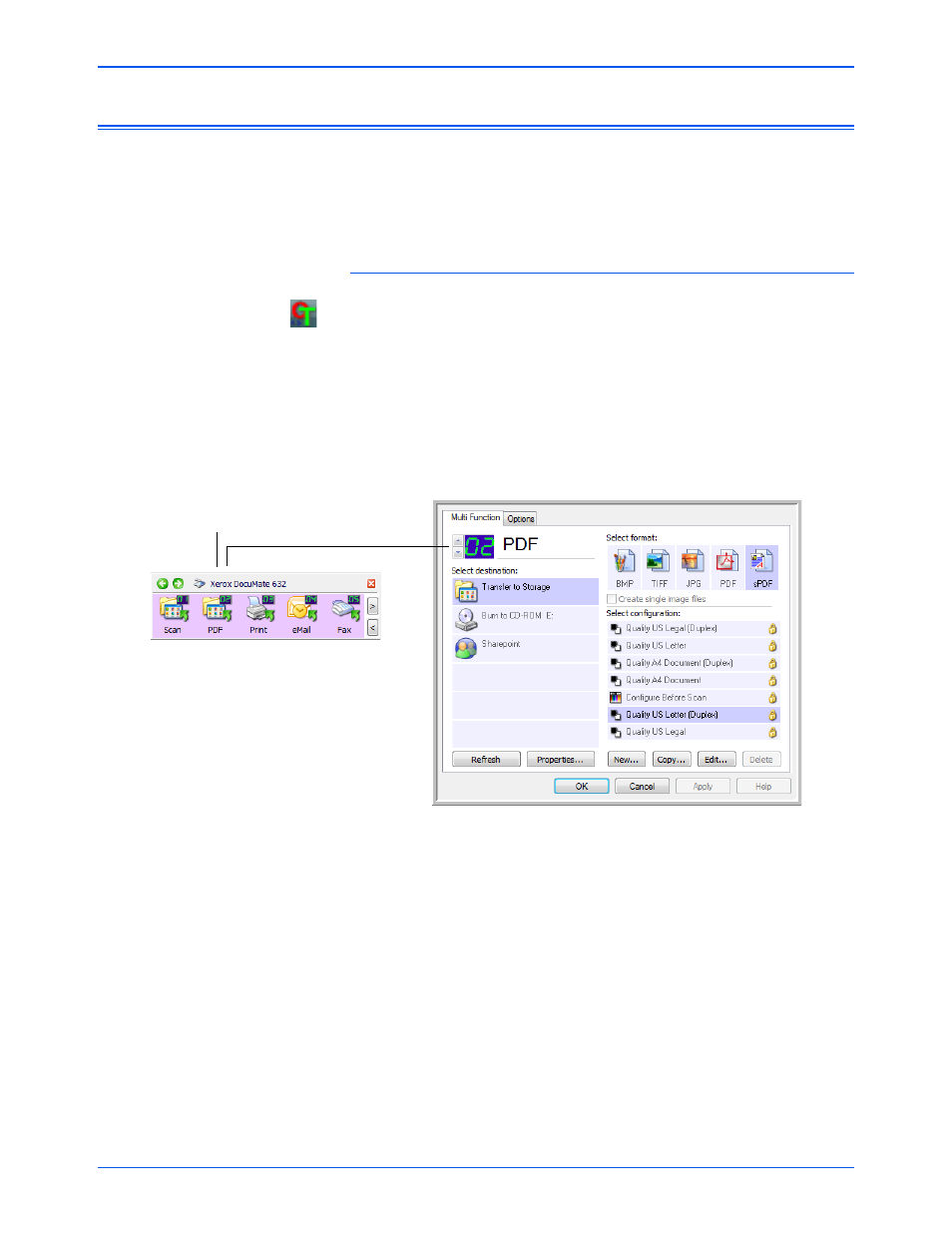 Configuring the one touch buttons | Xerox DocuMate 632 User Manual | Page 35 / 133