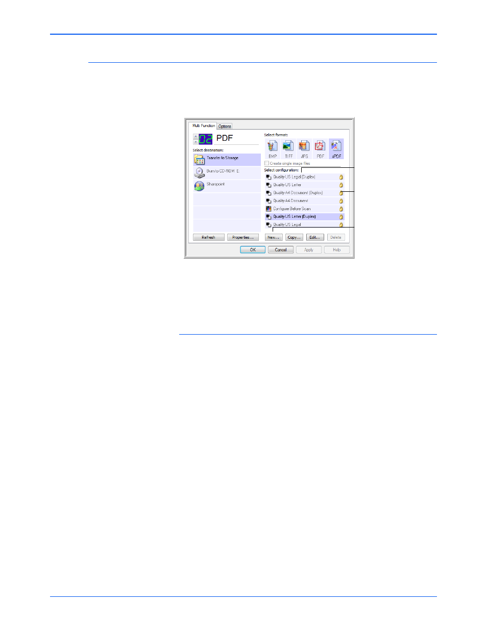 Creating a new scan configuration | Xerox DocuMate 632 User Manual | Page 55 / 133