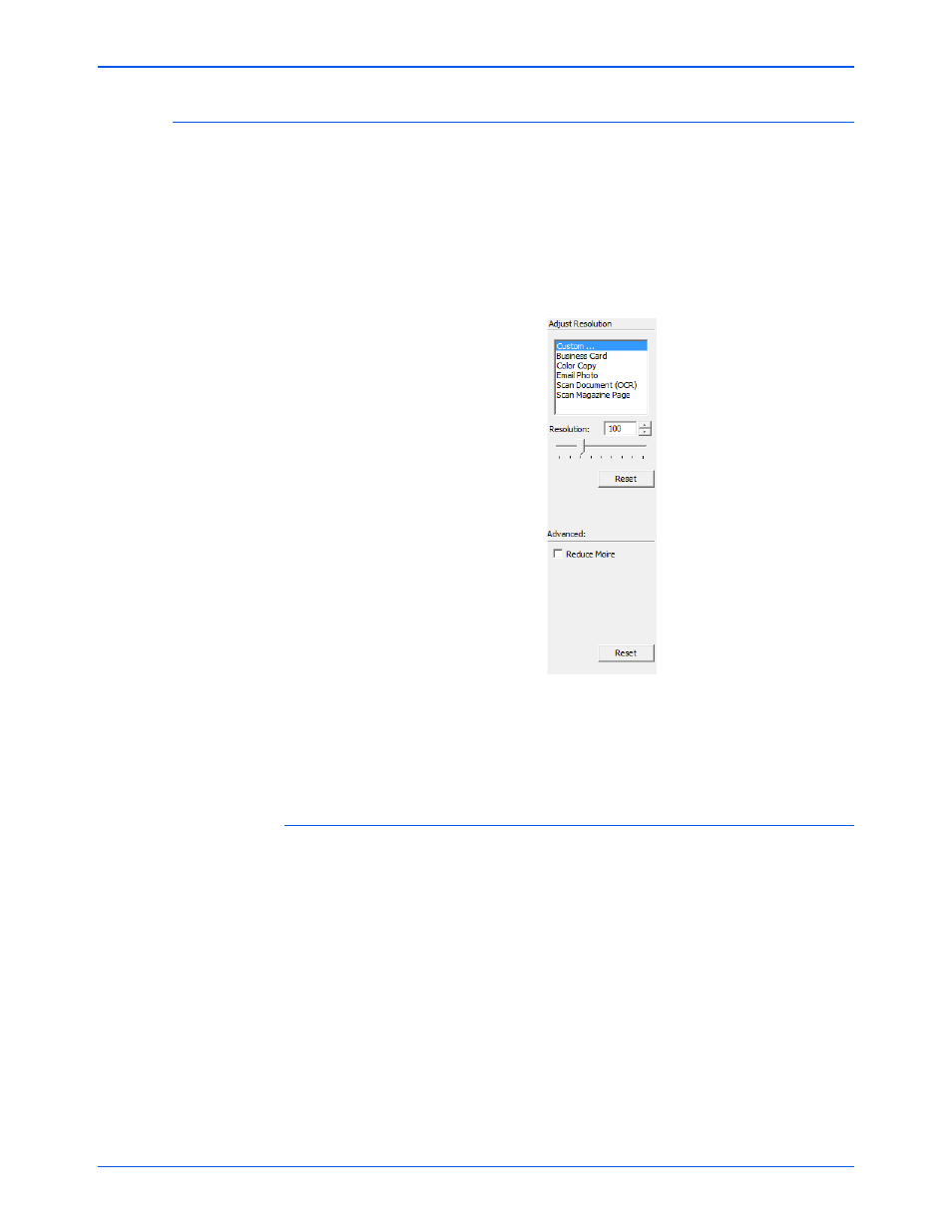 Adjusting the resolution | Xerox DocuMate 632 User Manual | Page 95 / 133