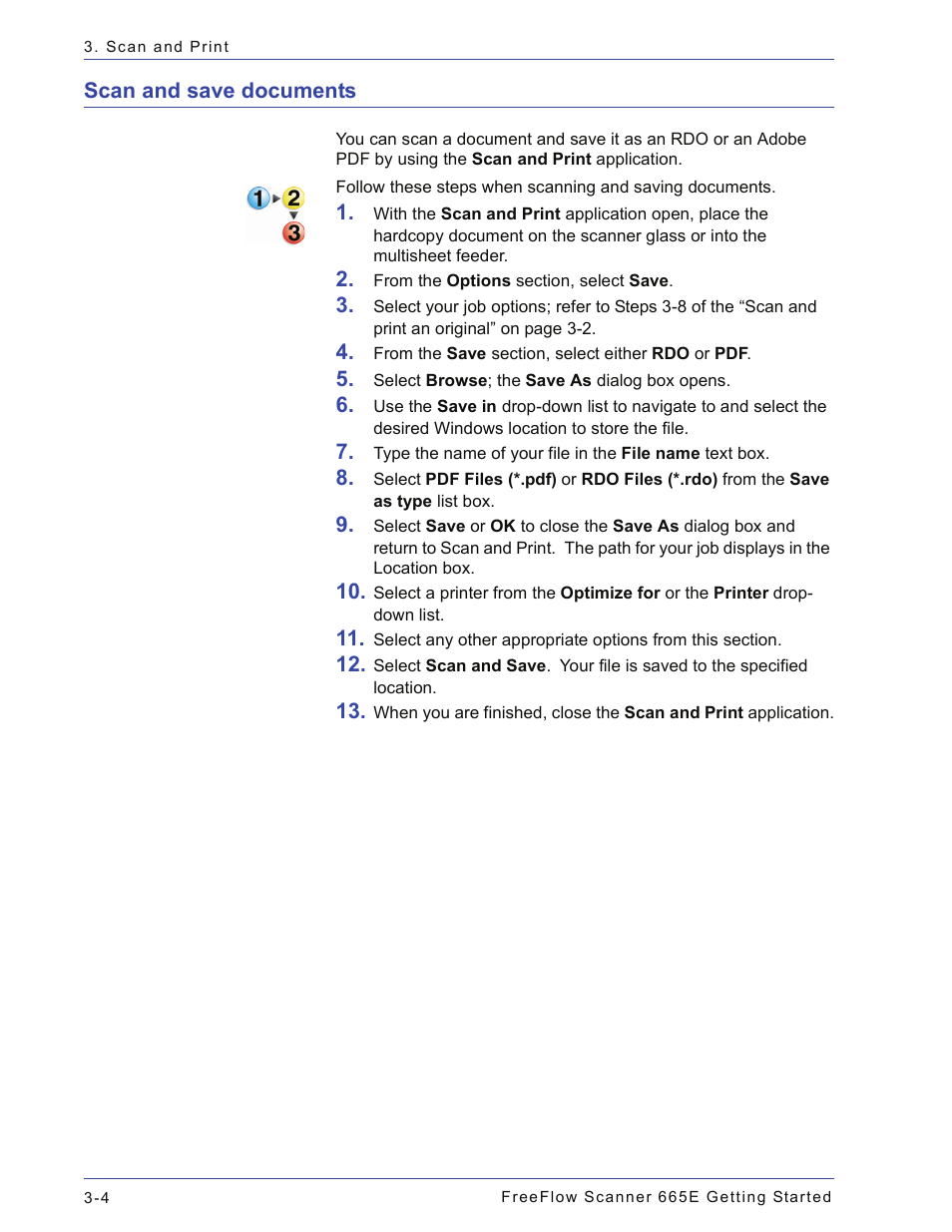 Scan and save documents, Scan and save documents -4 | Xerox 665E User Manual | Page 50 / 76