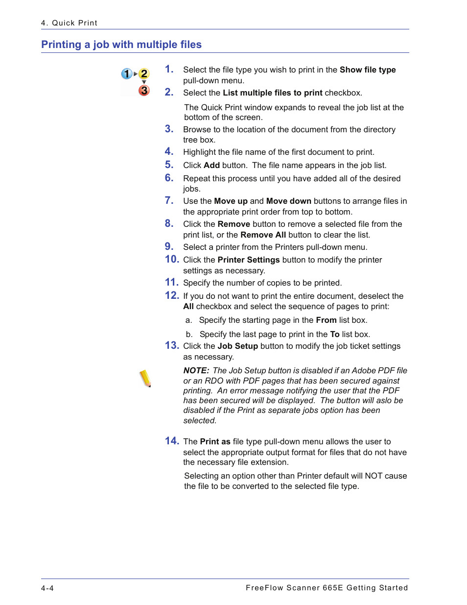 Printing a job with multiple files, Printing a job with multiple files -4 | Xerox 665E User Manual | Page 56 / 76