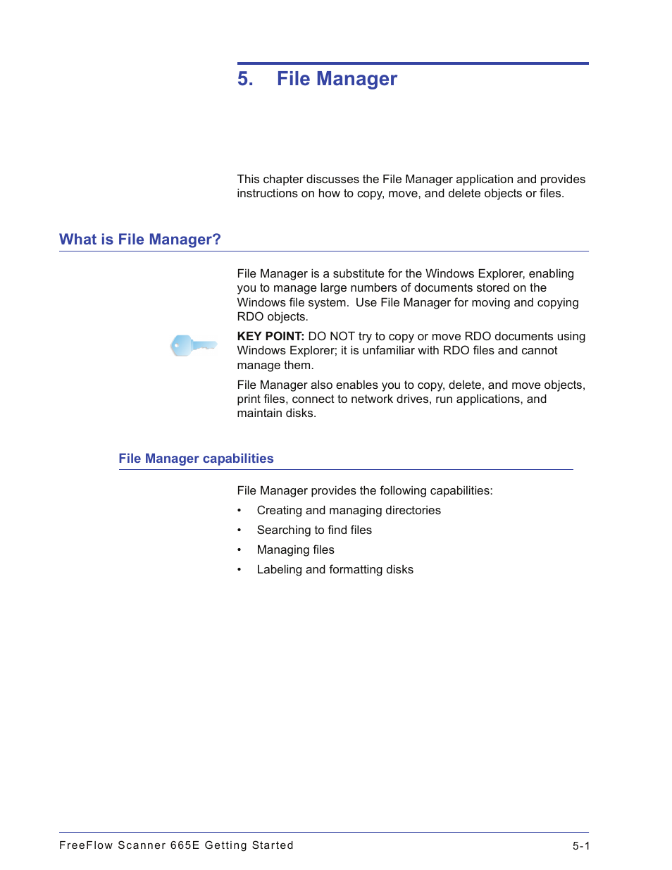 File manager, What is file manager, File manager capabilities | What is file manager? -1, File manager capabilities -1 | Xerox 665E User Manual | Page 61 / 76