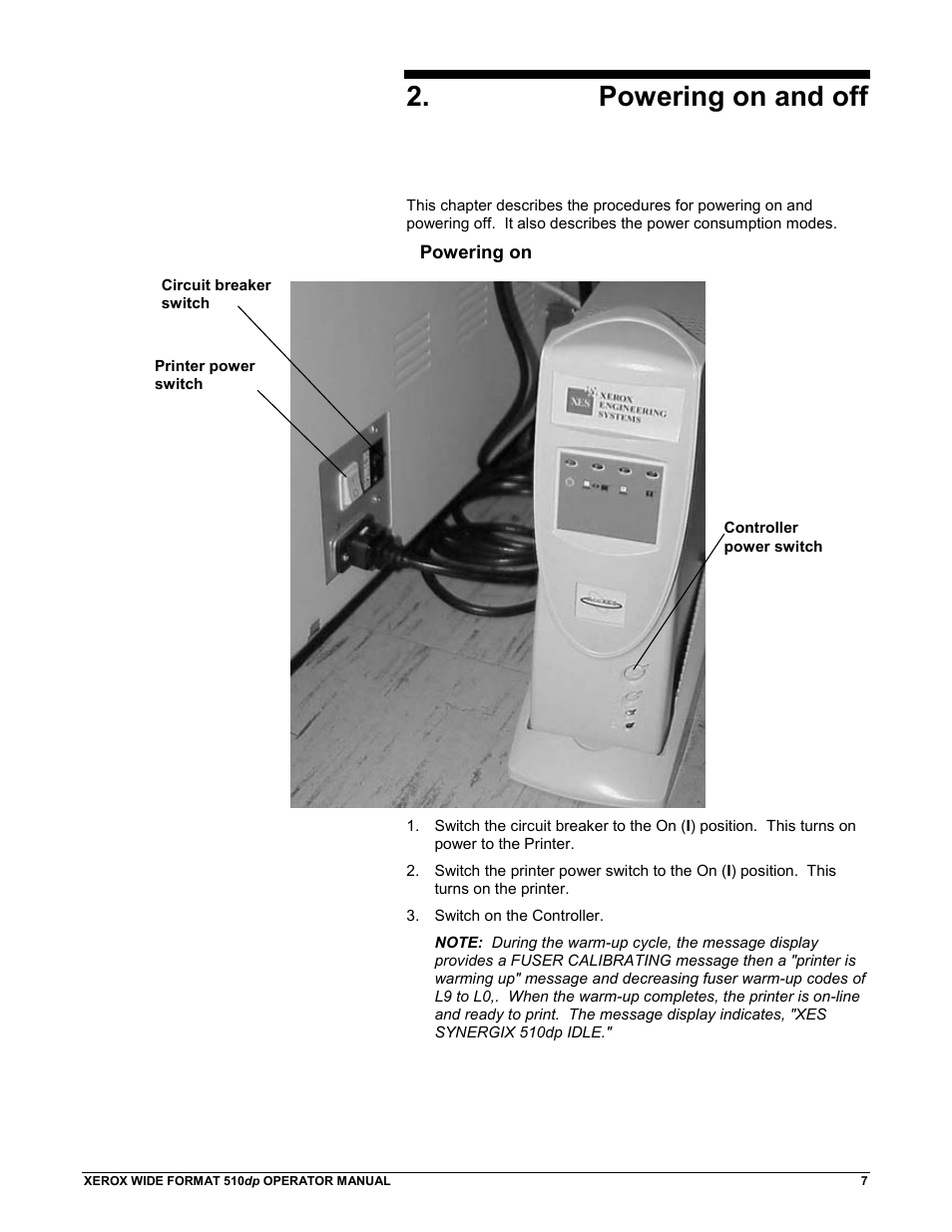Powering on and off | Xerox 510DP (Operator Manual) User Manual | Page 17 / 64