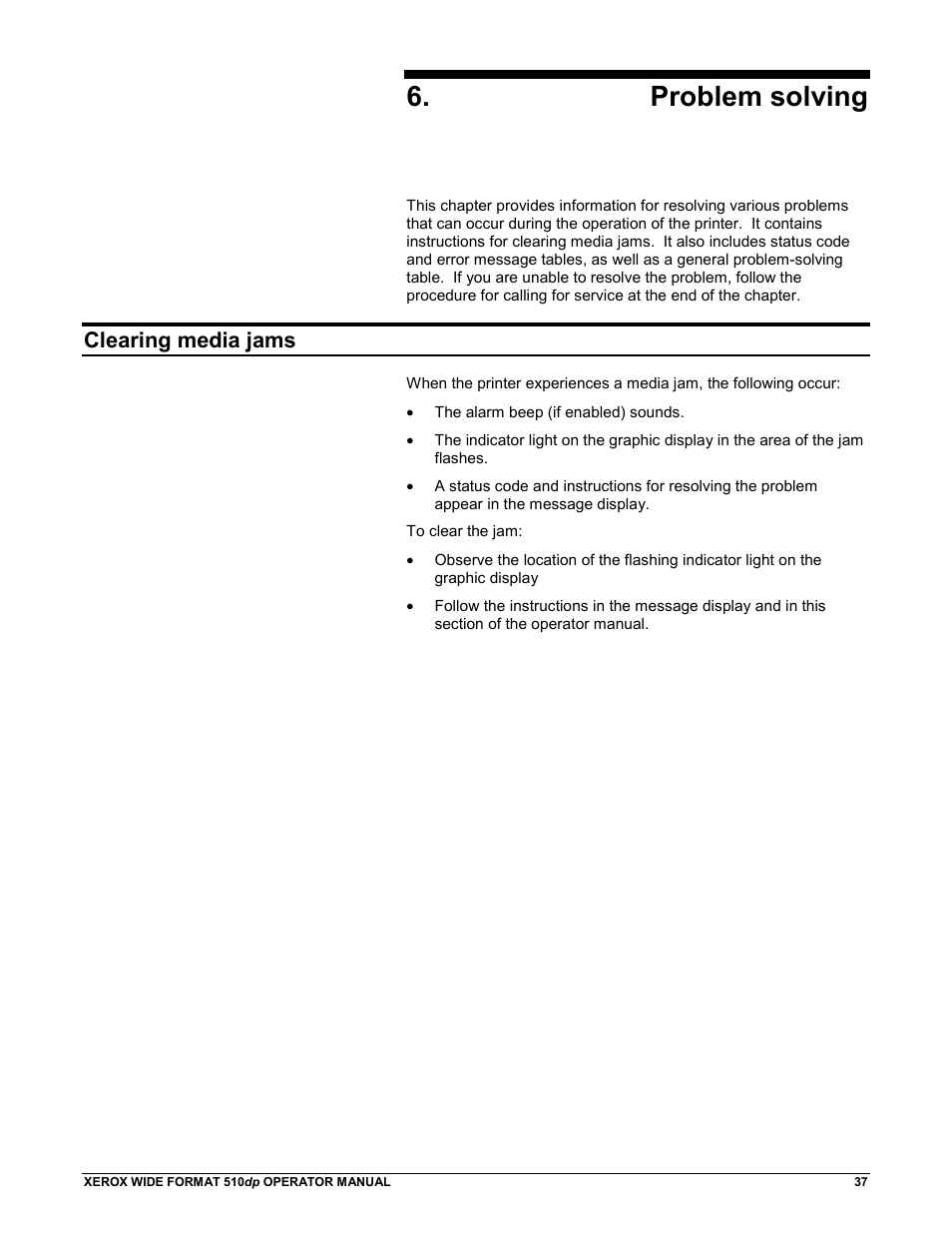 Problem solving, Clearing media jams | Xerox 510DP (Operator Manual) User Manual | Page 47 / 64