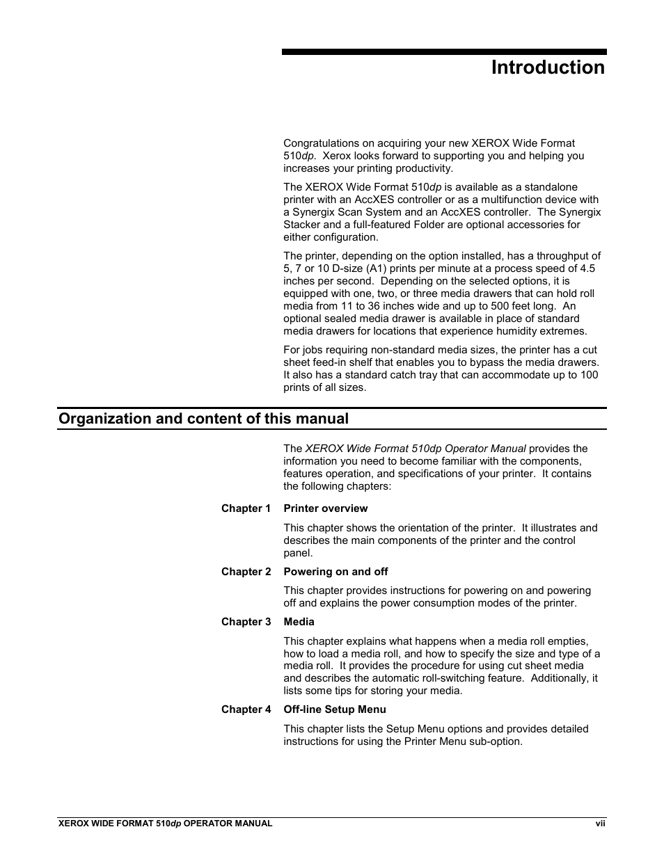 Introduction, Organization and content of this manual | Xerox 510DP (Operator Manual) User Manual | Page 9 / 64