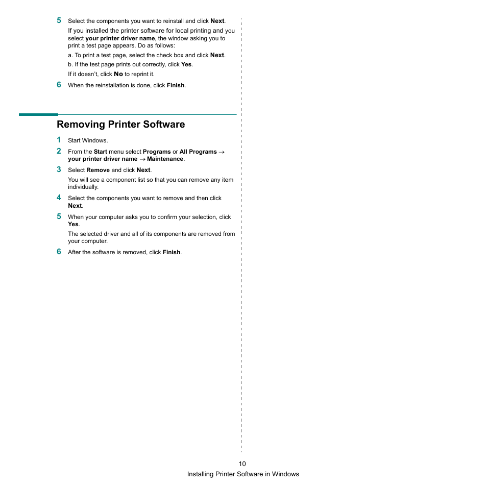 Removing printer software | Xerox Phaser 3300MFP User Manual | Page 114 / 148