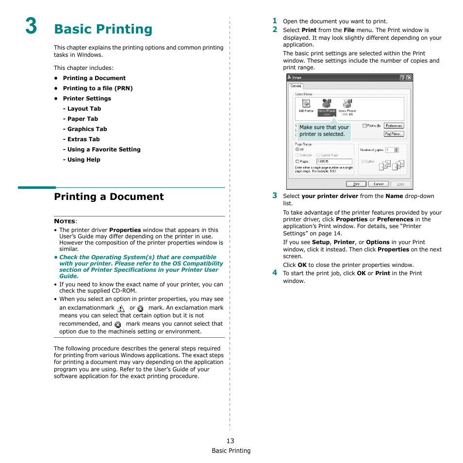 Basic printing, Printing a document, Chapter 3 | Xerox Phaser 3300MFP User Manual | Page 117 / 148