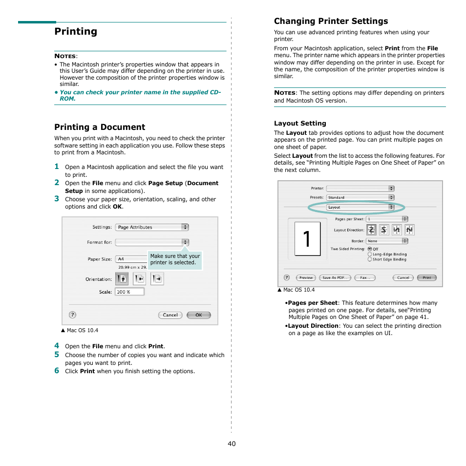 Printing, Printing a document, Changing printer settings | Printing a document changing printer settings | Xerox Phaser 3300MFP User Manual | Page 144 / 148