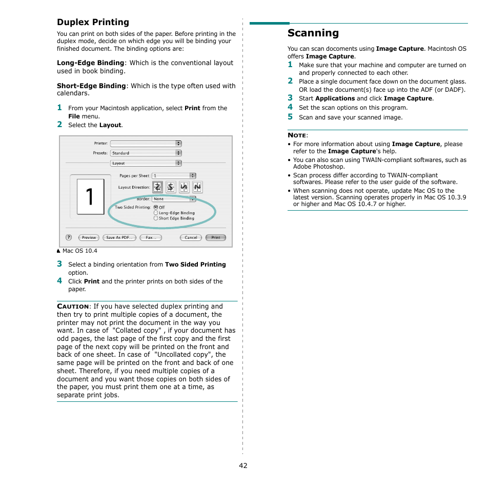 Duplex printing, Scanning | Xerox Phaser 3300MFP User Manual | Page 146 / 148