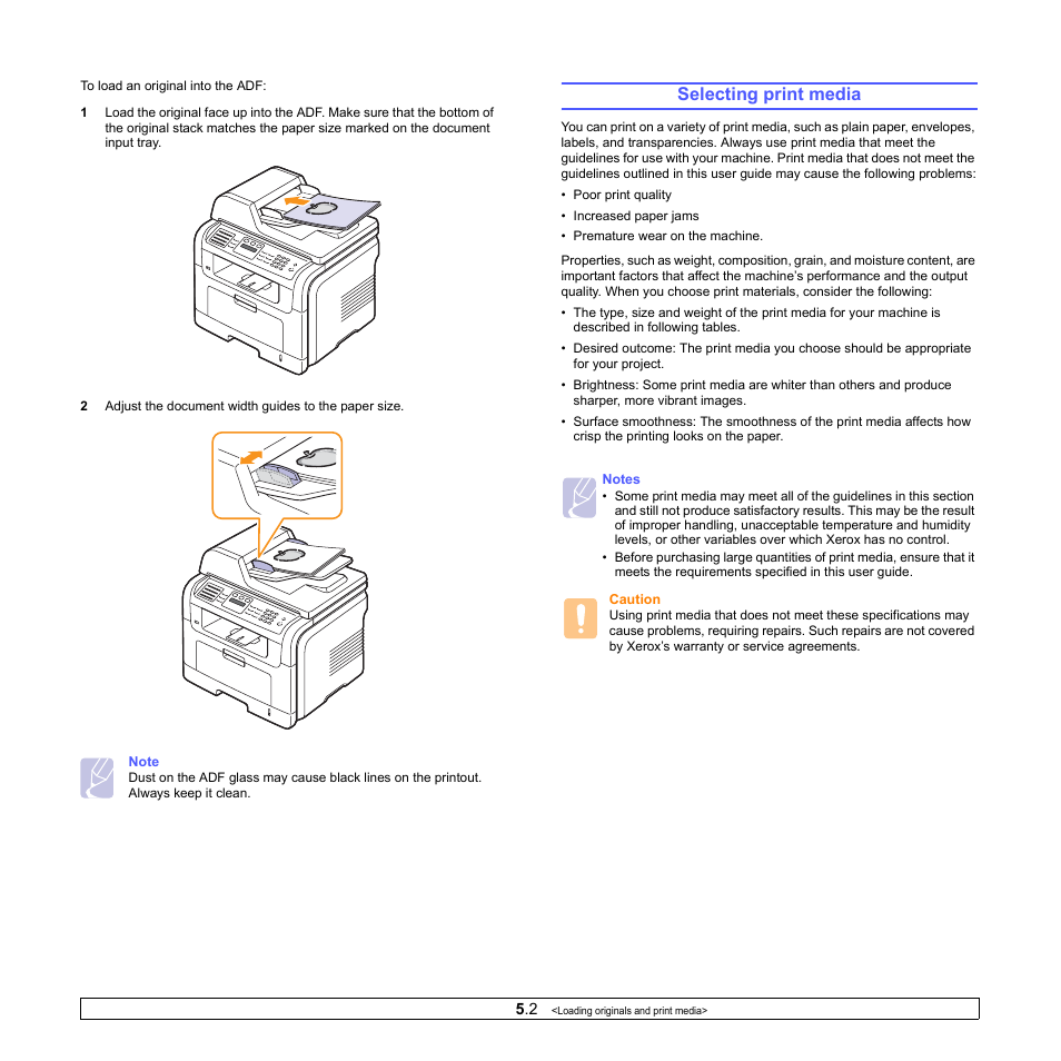 Selecting print media | Xerox Phaser 3300MFP User Manual | Page 31 / 148