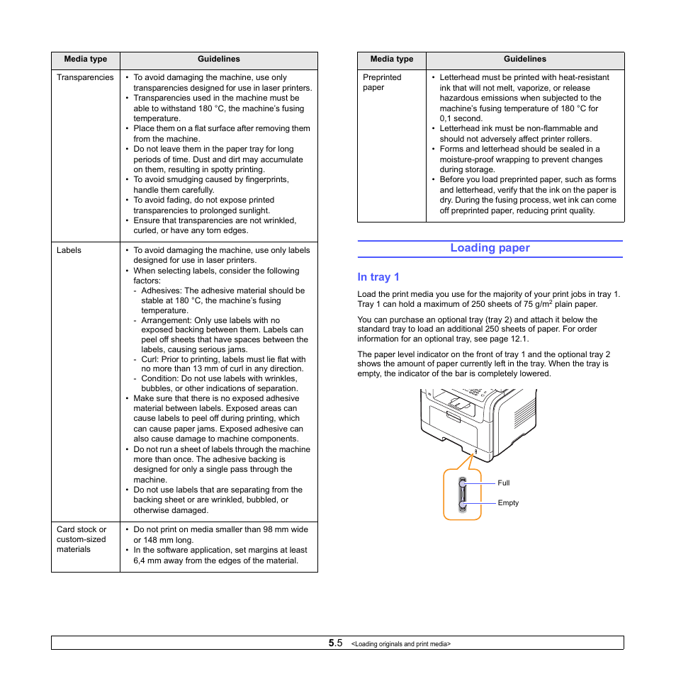 Loading paper, In tray 1 | Xerox Phaser 3300MFP User Manual | Page 34 / 148