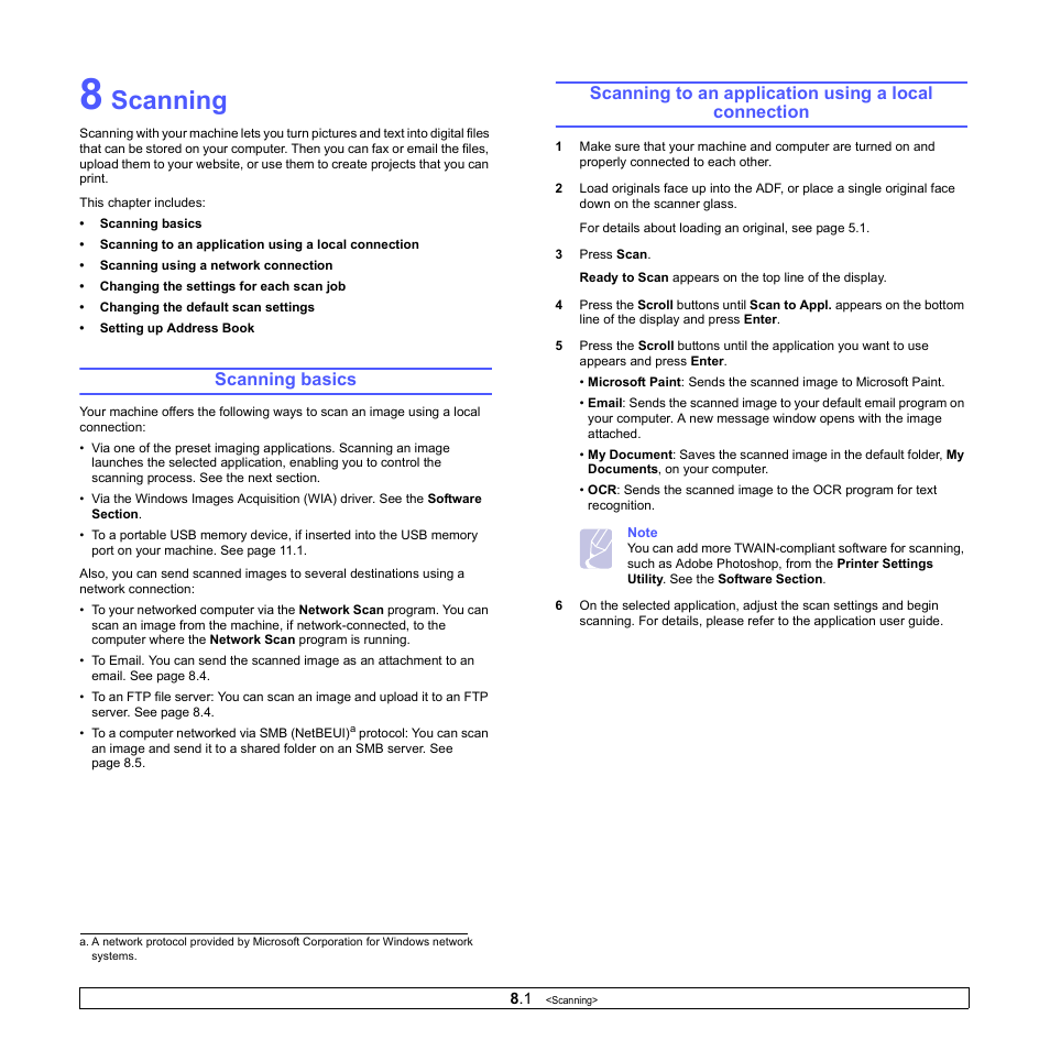 Scanning, Scanning basics | Xerox Phaser 3300MFP User Manual | Page 44 / 148