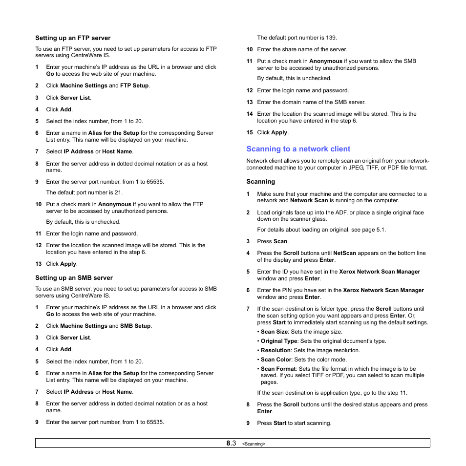 Scanning to a network client | Xerox Phaser 3300MFP User Manual | Page 46 / 148