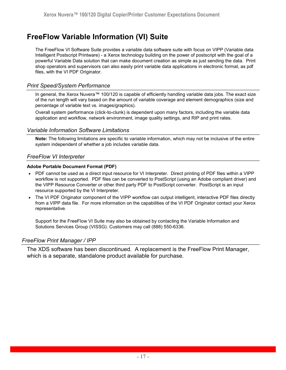 Freeflow variable information (vi) suite | Xerox Nuvera 120 User Manual | Page 17 / 34