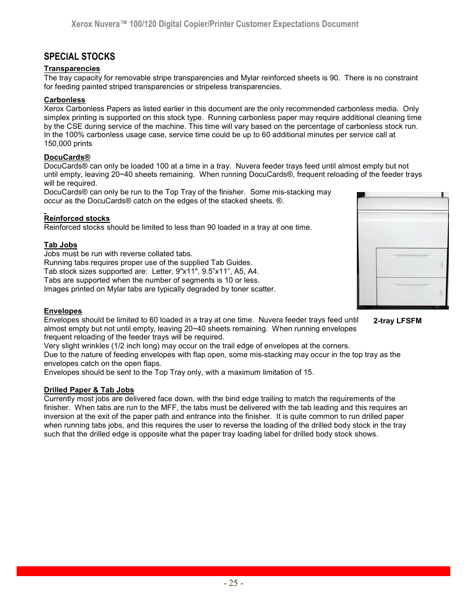 Special stocks | Xerox Nuvera 120 User Manual | Page 25 / 34