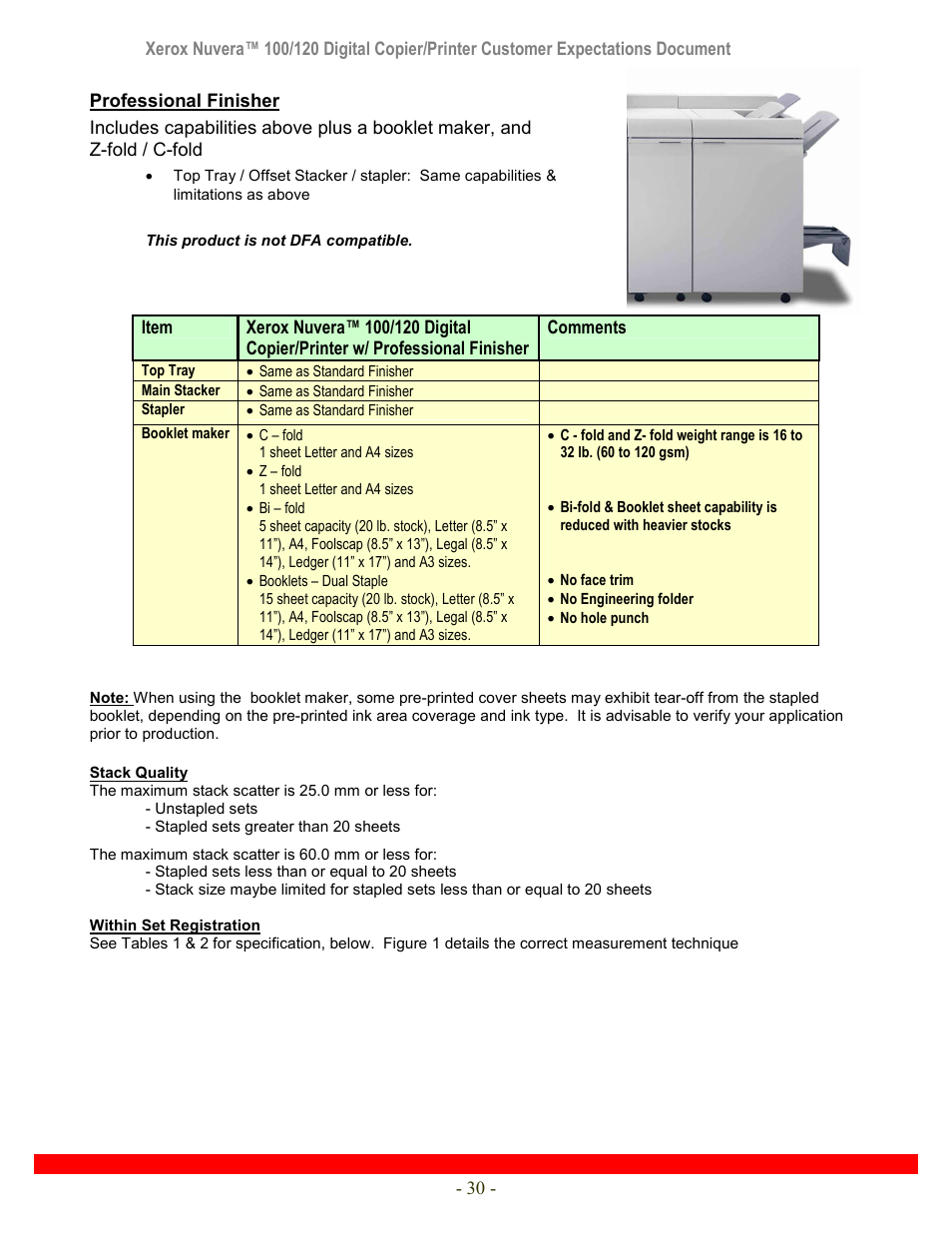 Xerox Nuvera 120 User Manual | Page 30 / 34