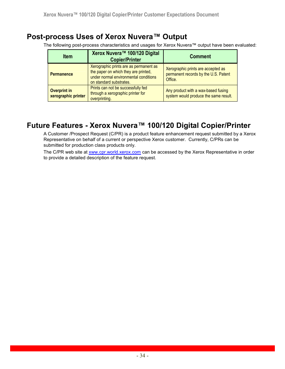Post-process uses of xerox nuvera™ output | Xerox Nuvera 120 User Manual | Page 34 / 34