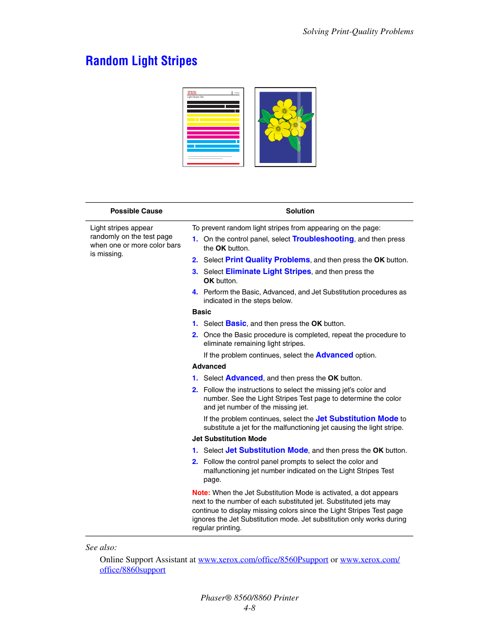 Random light stripes, Random light stripes -8 | Xerox 8560 User Manual | Page 105 / 167