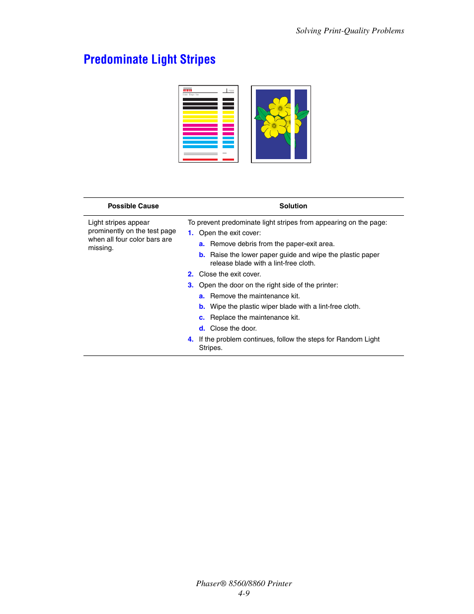 Predominate light stripes, Predominate light stripes -9 | Xerox 8560 User Manual | Page 106 / 167