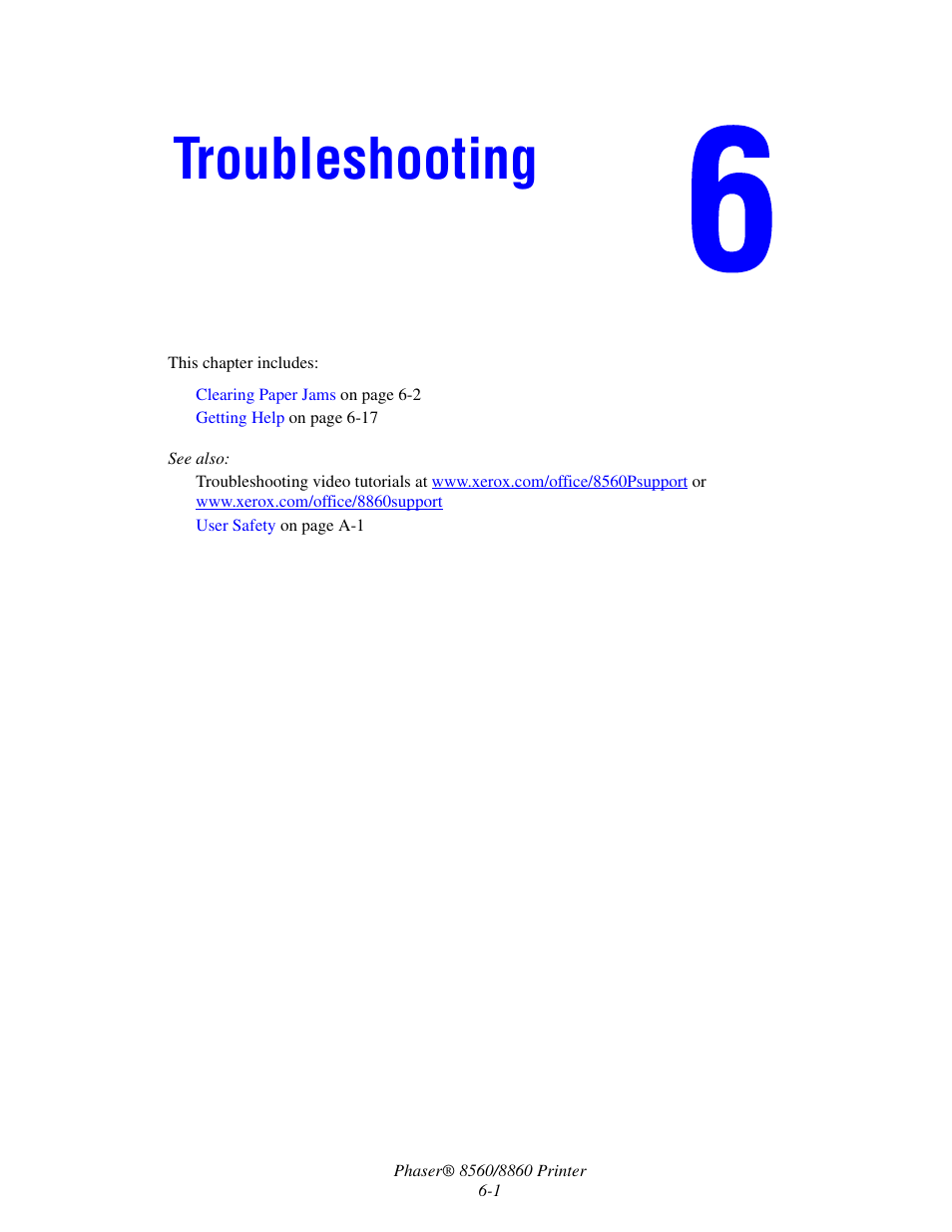 Troubleshooting | Xerox 8560 User Manual | Page 133 / 167