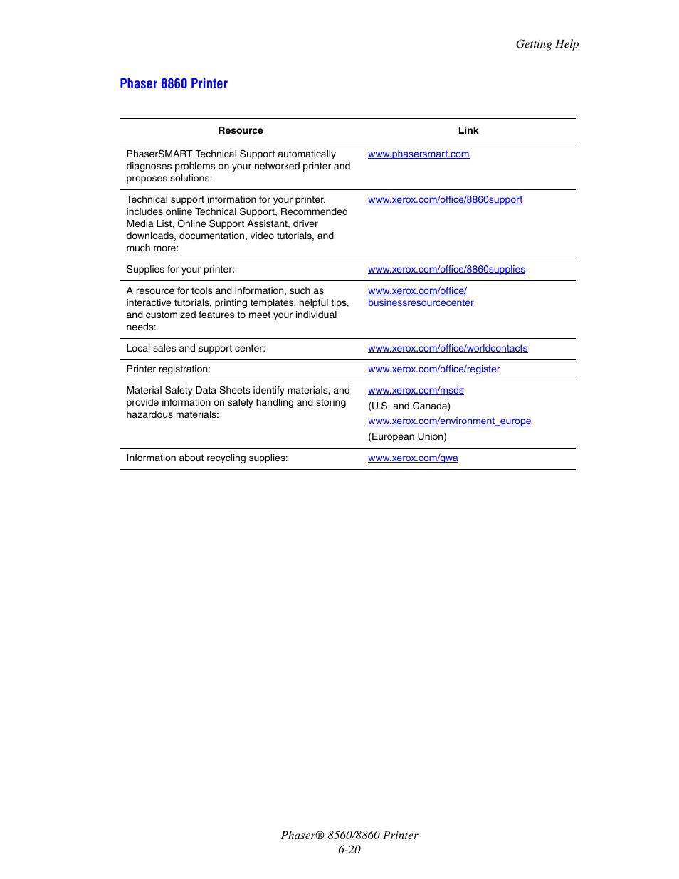 Phaser 8860 printer | Xerox 8560 User Manual | Page 152 / 167