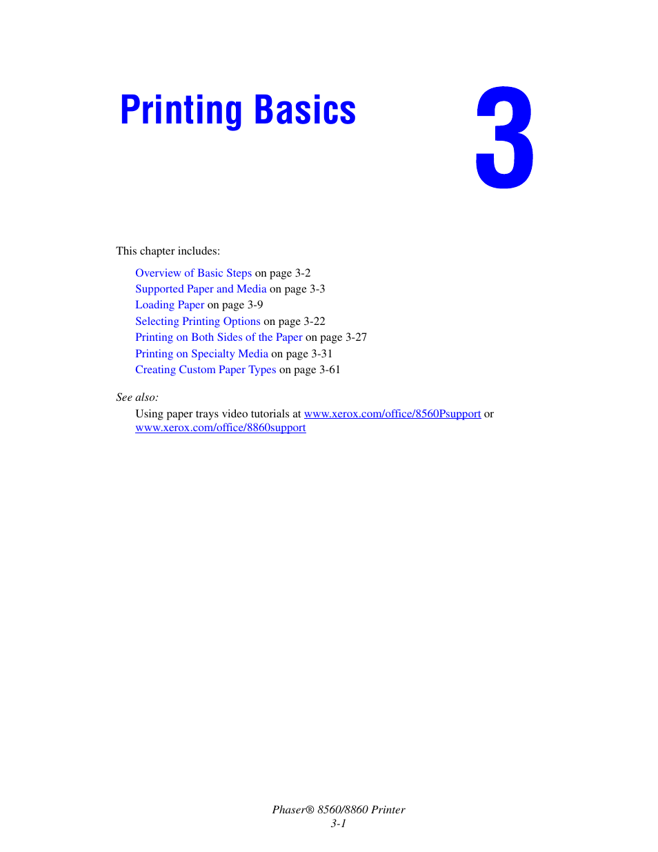 Printing basics | Xerox 8560 User Manual | Page 37 / 167