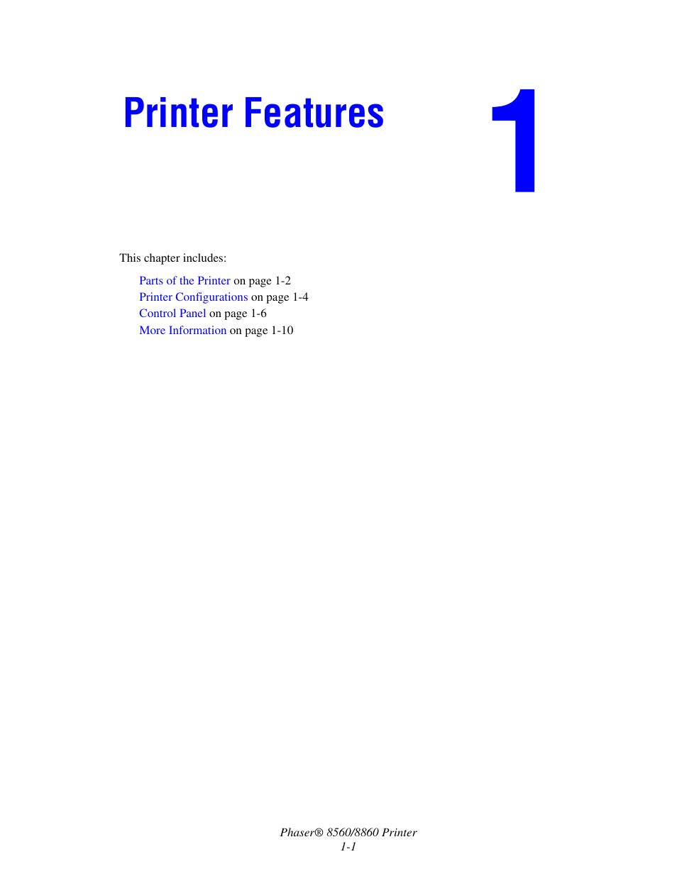 Printer features | Xerox 8560 User Manual | Page 6 / 167