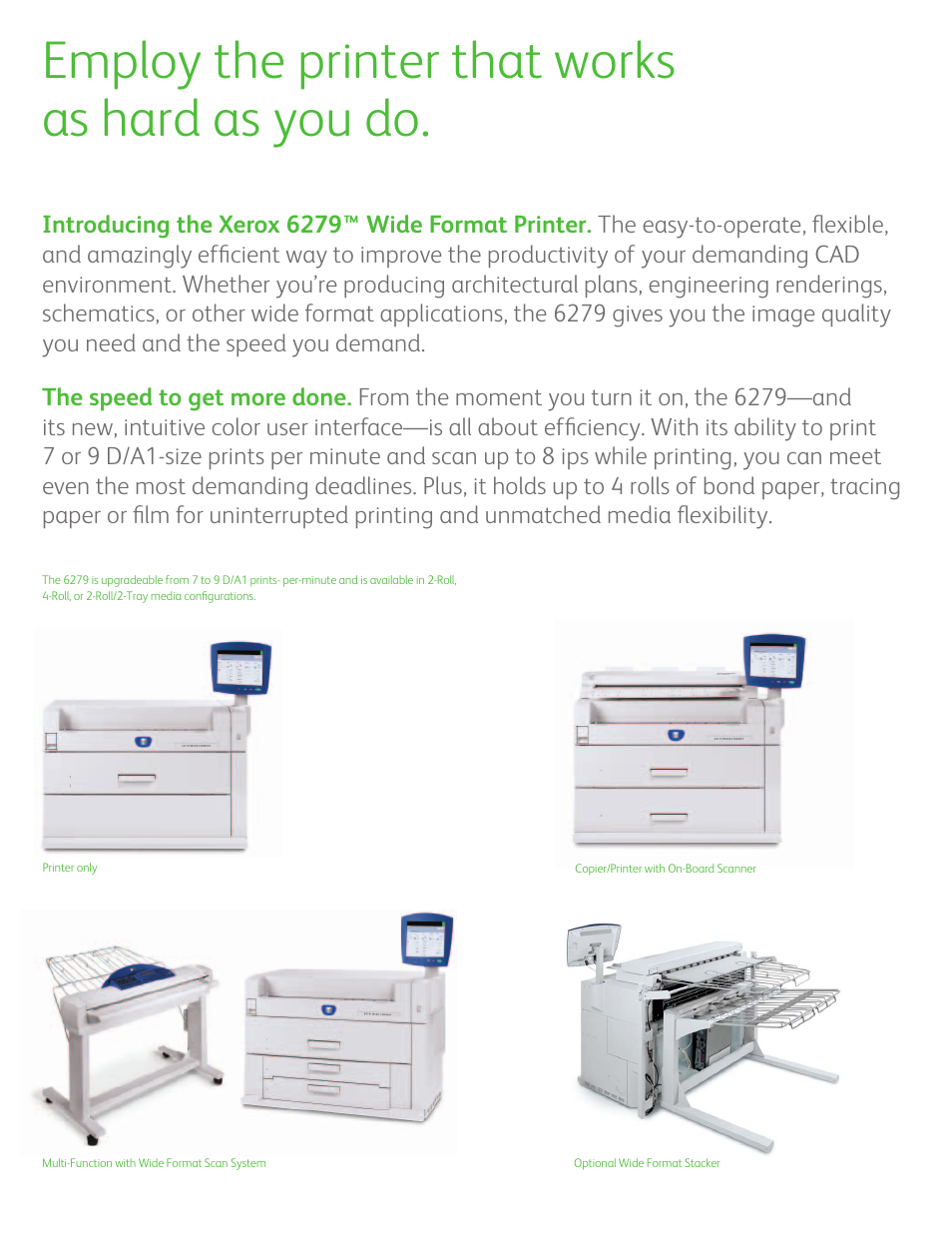 Employ the printer that works as hard as you do | Xerox 6279 User Manual | Page 2 / 4