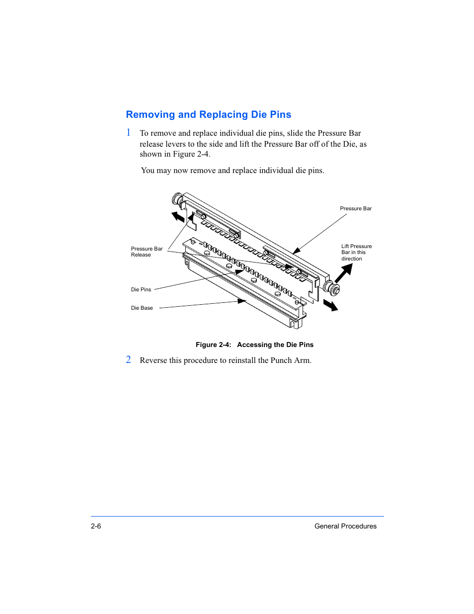 Removing and replacing die pins | Xerox 16 Series User Manual | Page 48 / 132