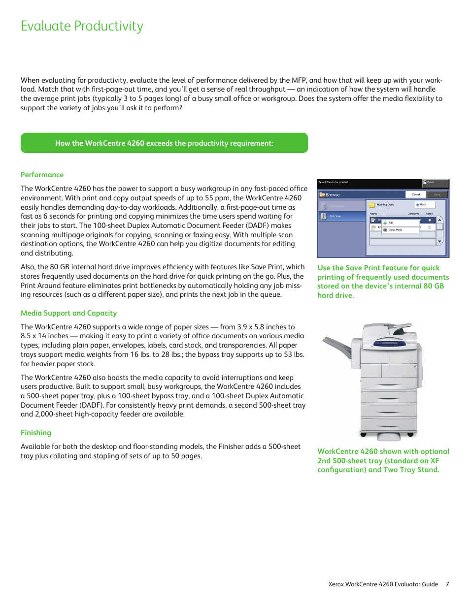 Evaluate productivity | Xerox WORKCENTRE 4260 User Manual | Page 7 / 16