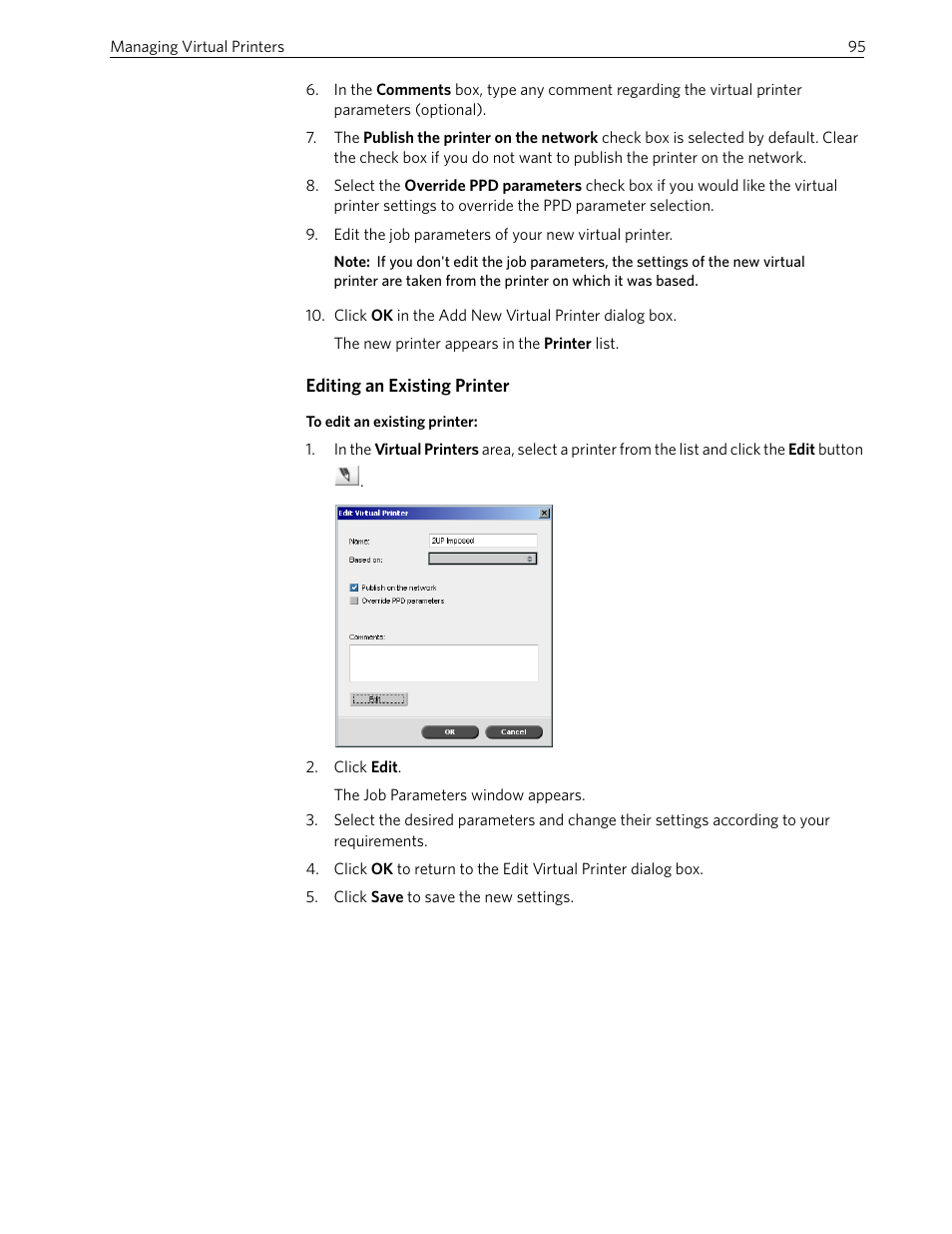 Editing an existing printer | Xerox 242 User Manual | Page 103 / 262