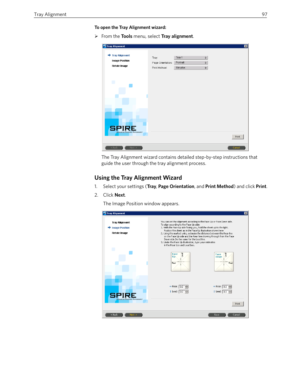 Using the tray alignment wizard | Xerox 242 User Manual | Page 105 / 262