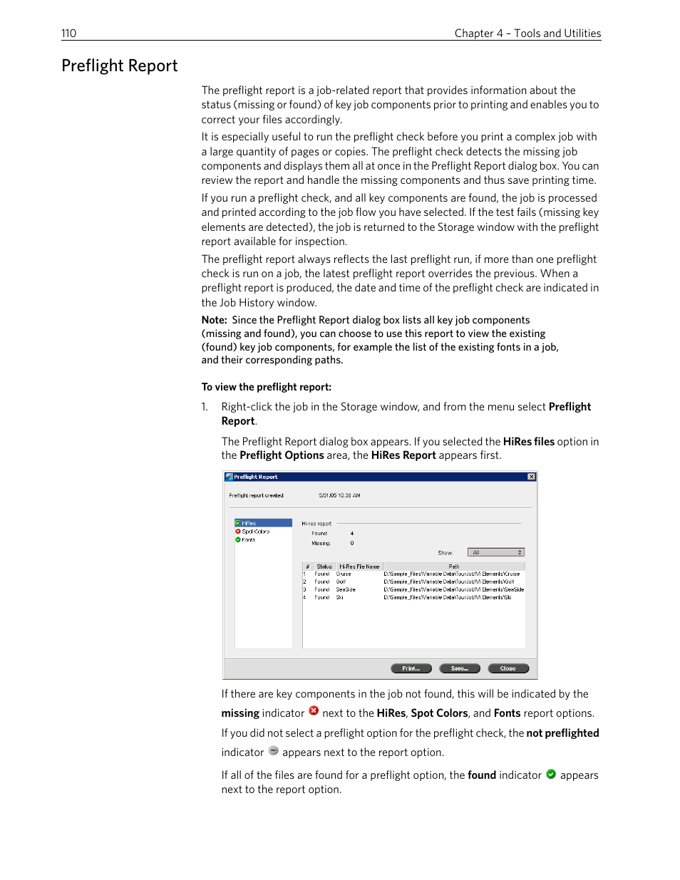 Preflight report | Xerox 242 User Manual | Page 118 / 262