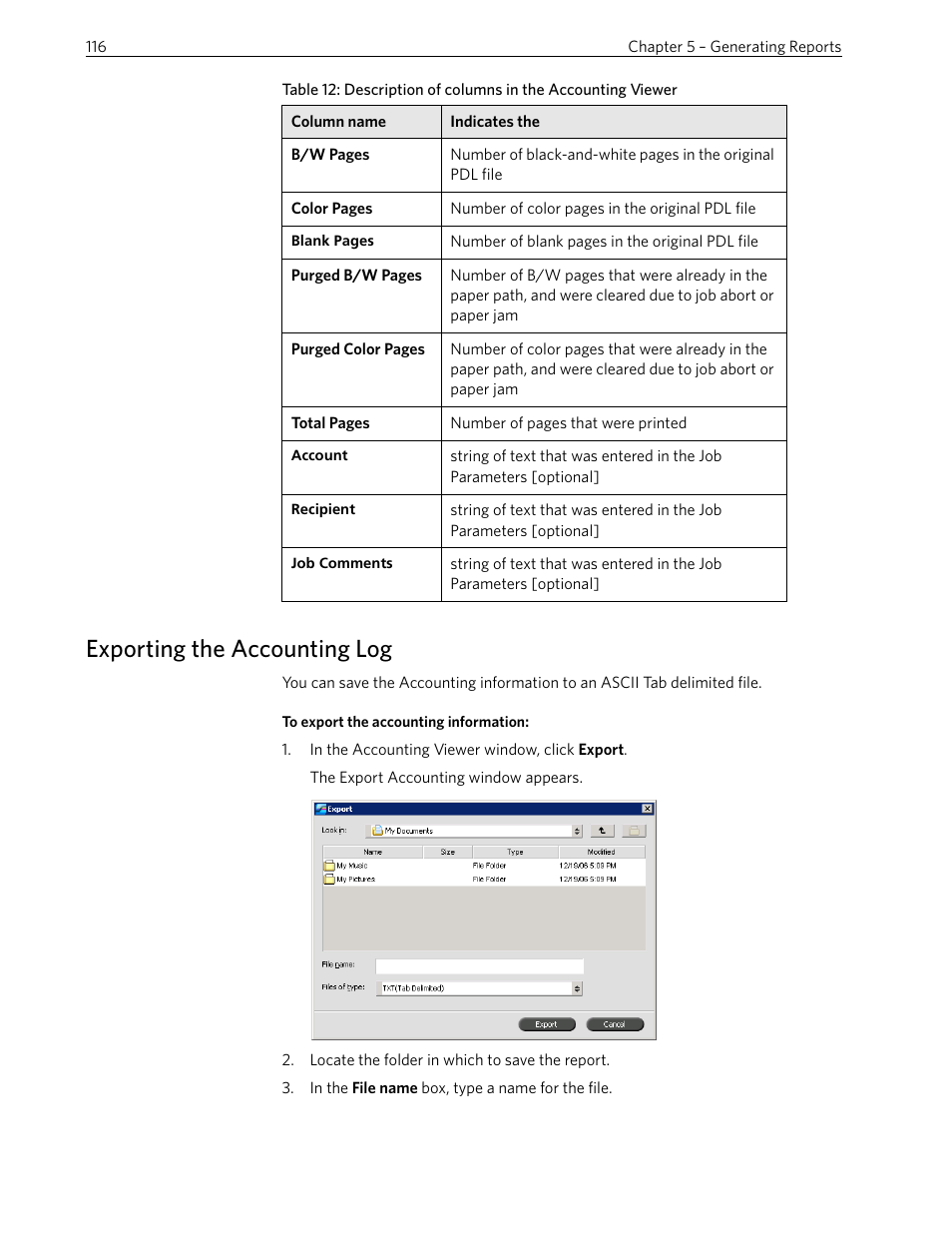 Exporting the accounting log | Xerox 242 User Manual | Page 124 / 262