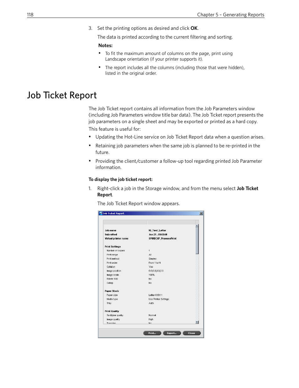 Job ticket report | Xerox 242 User Manual | Page 126 / 262