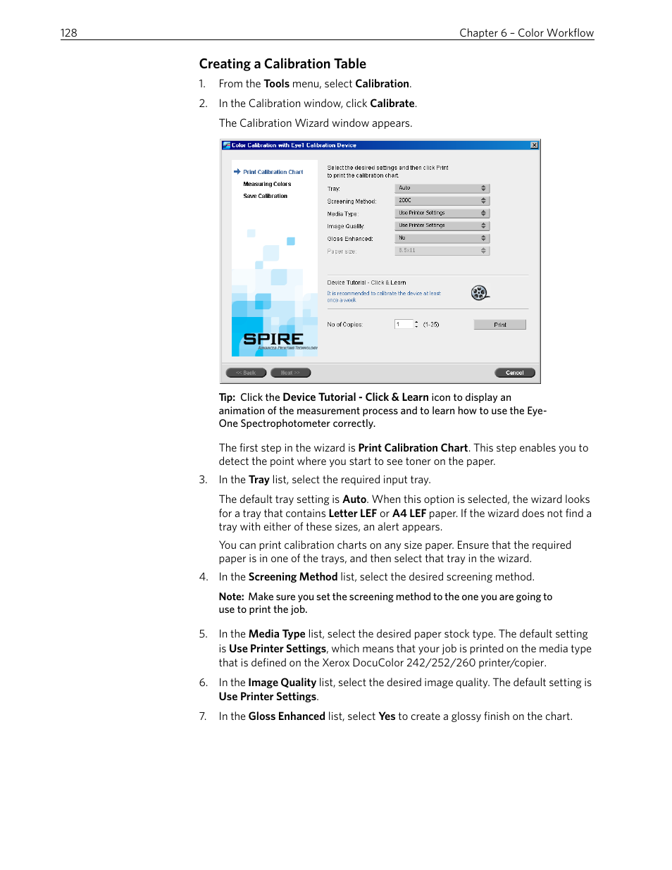 Creating a calibration table | Xerox 242 User Manual | Page 136 / 262