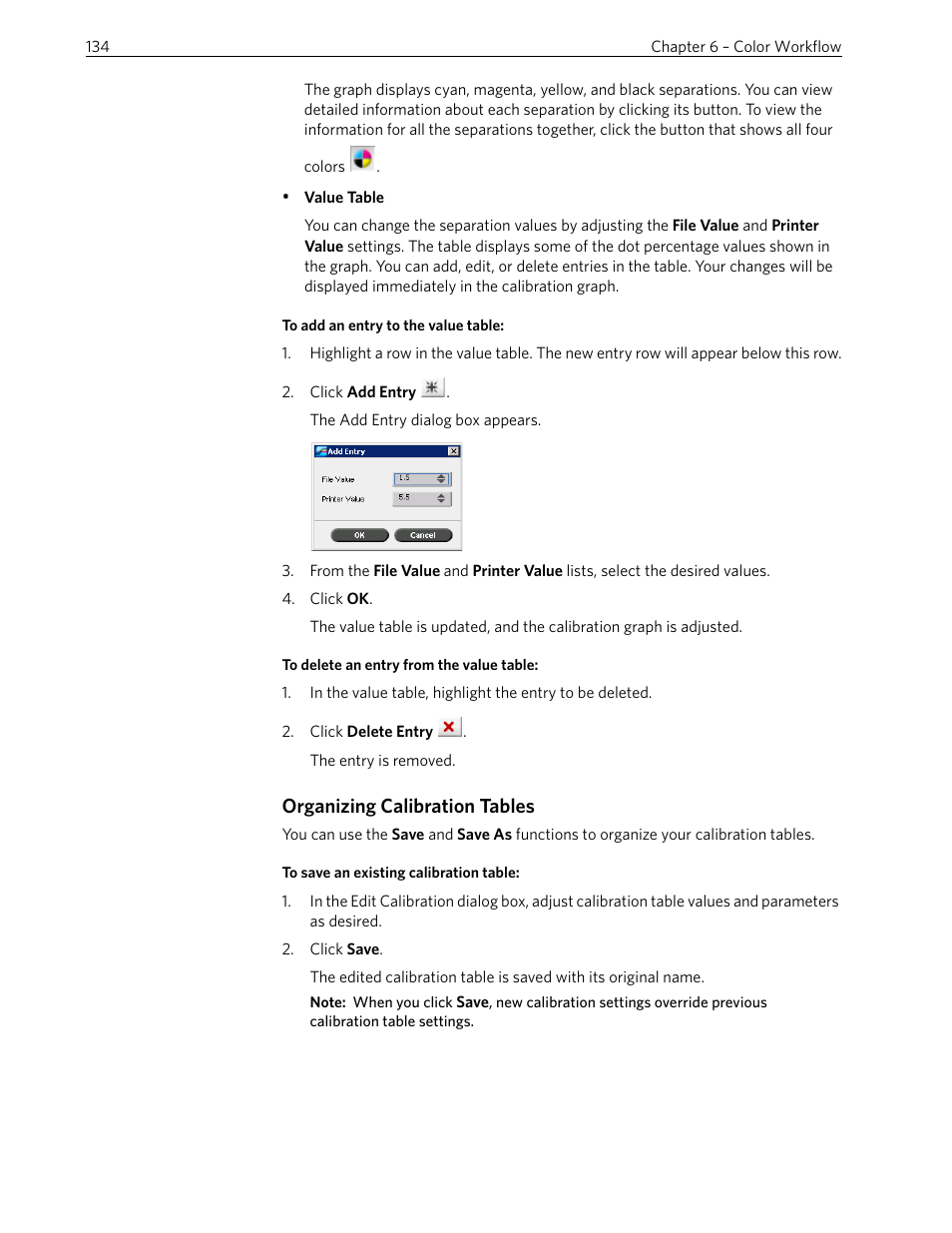 Organizing calibration tables | Xerox 242 User Manual | Page 142 / 262