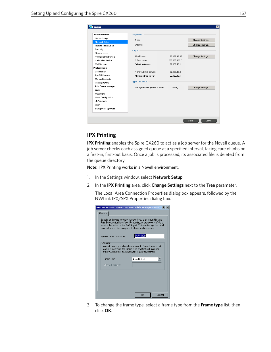 Ipx printing | Xerox 242 User Manual | Page 165 / 262