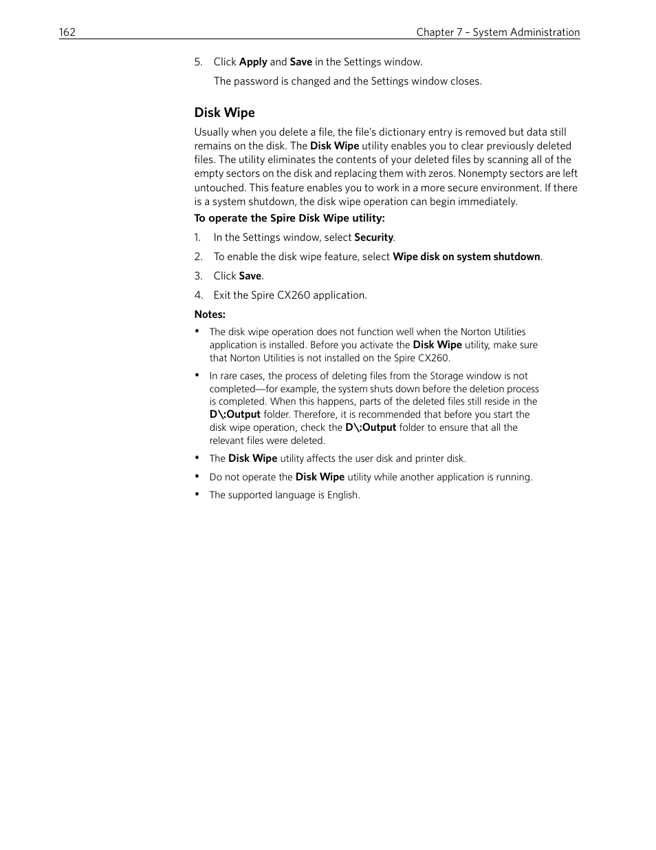 Disk wipe | Xerox 242 User Manual | Page 170 / 262