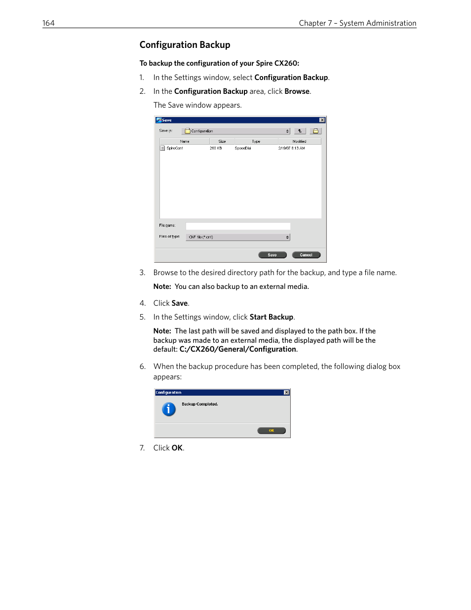 Configuration backup | Xerox 242 User Manual | Page 172 / 262