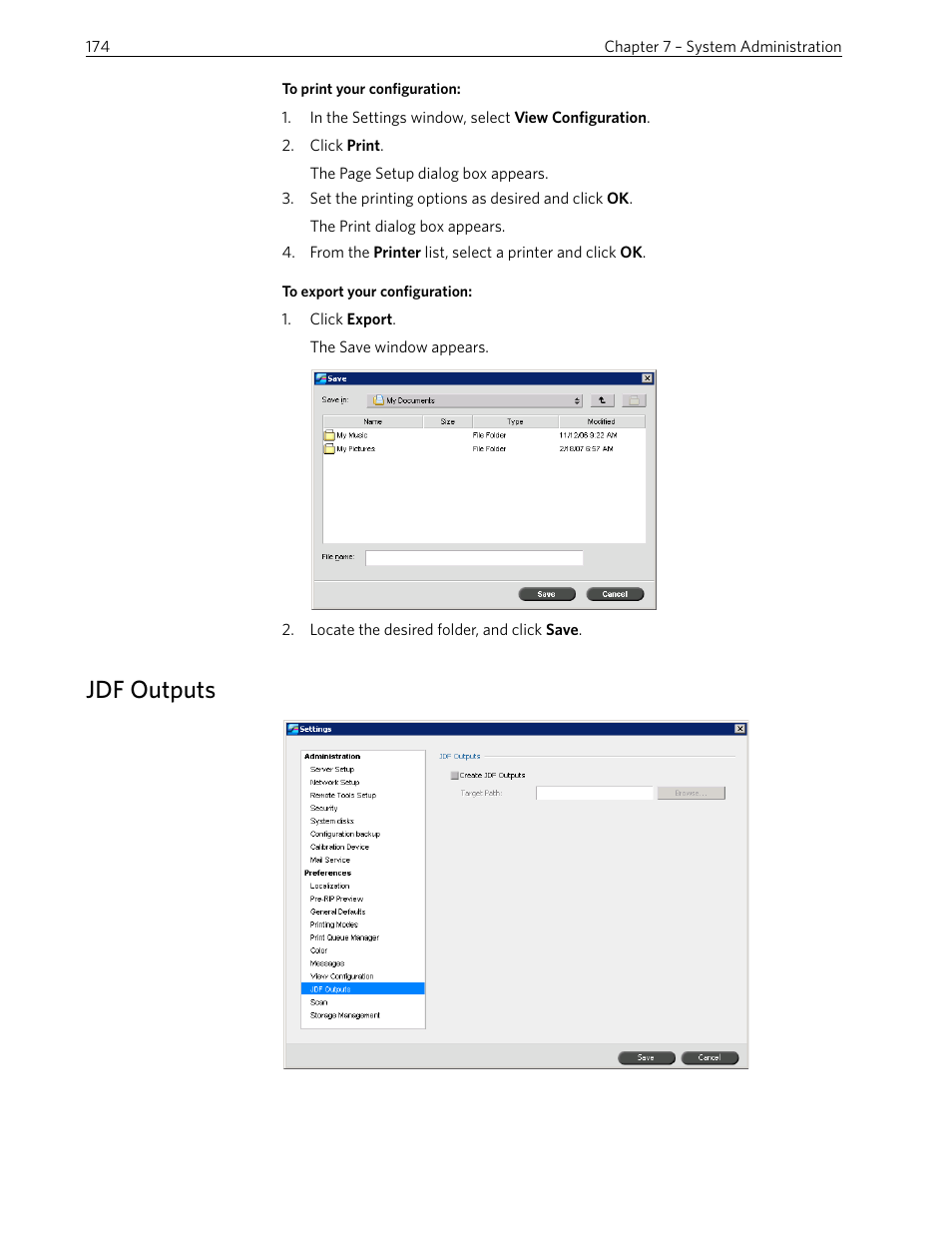 Jdf outputs | Xerox 242 User Manual | Page 182 / 262