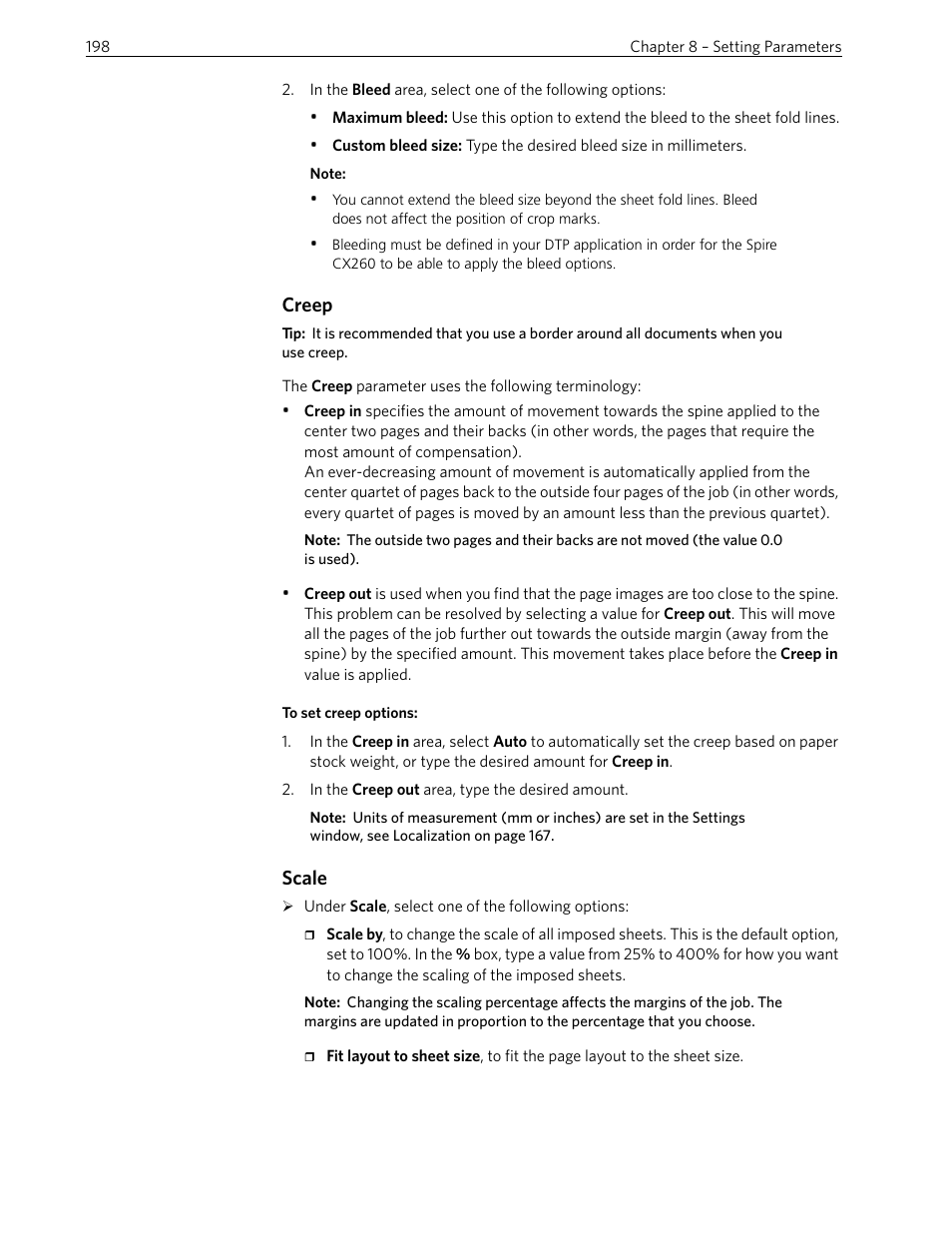 Creep, Scale | Xerox 242 User Manual | Page 206 / 262