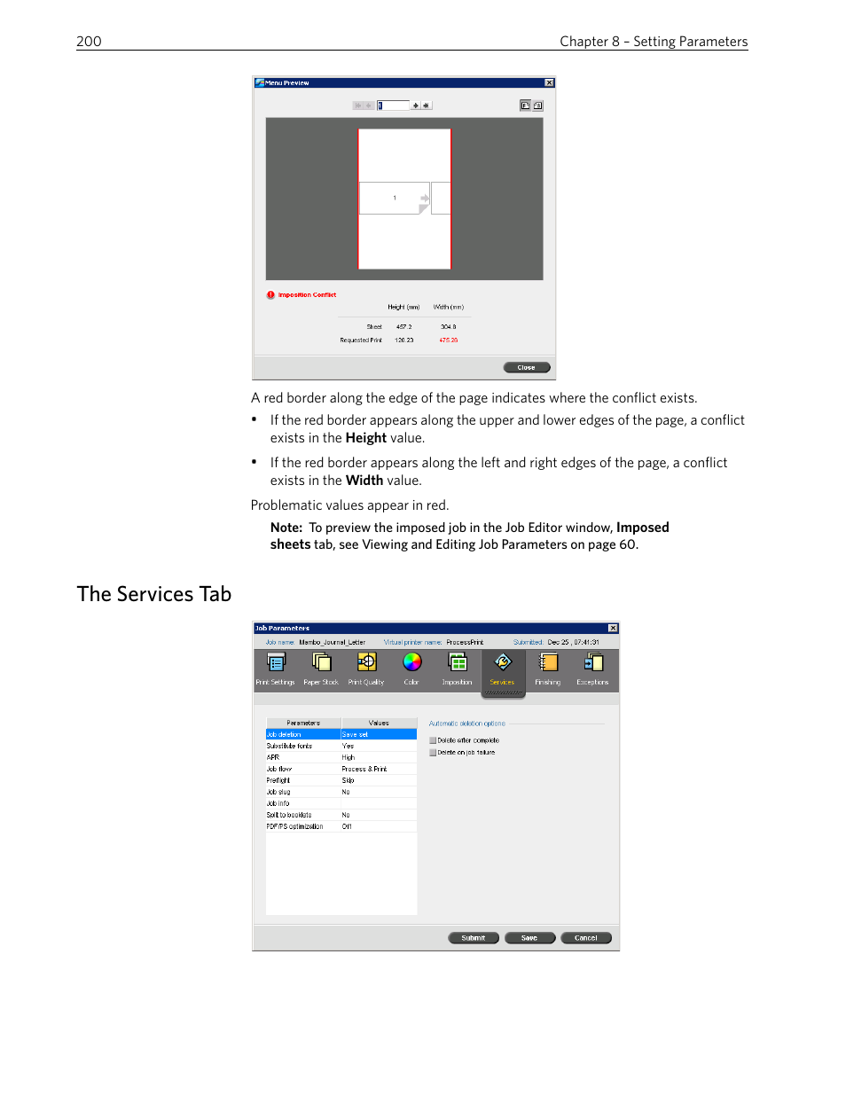 The services tab | Xerox 242 User Manual | Page 208 / 262