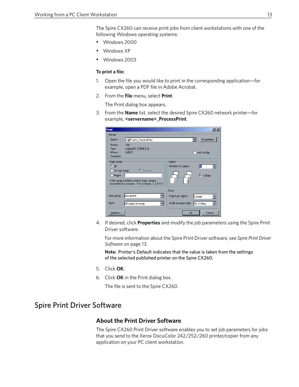 Spire print driver software, About the print driver software | Xerox 242 User Manual | Page 21 / 262