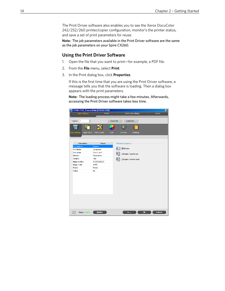 Using the print driver software | Xerox 242 User Manual | Page 22 / 262