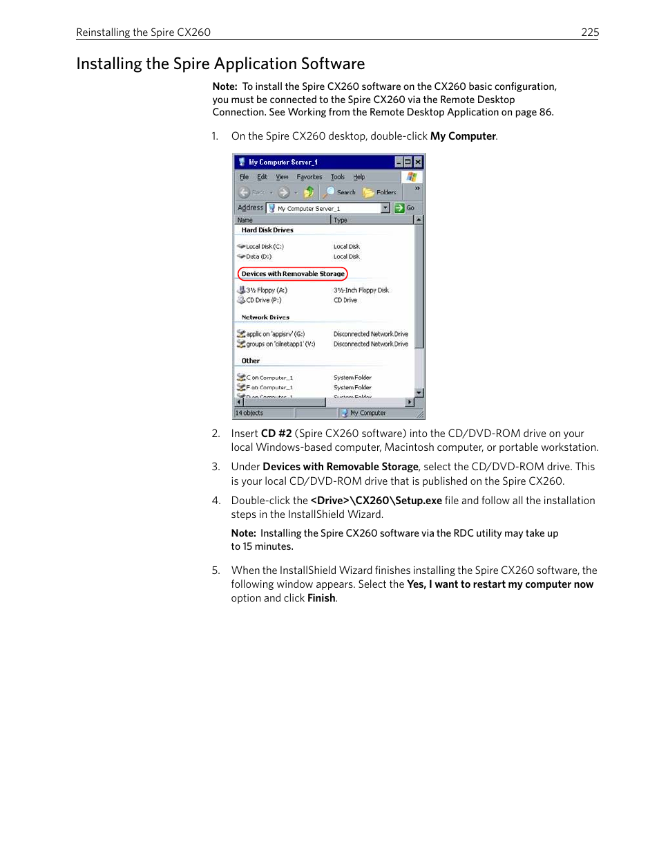 Installing the spire application software | Xerox 242 User Manual | Page 233 / 262